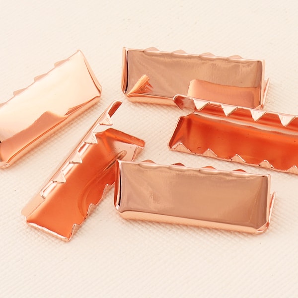 Flat Ribbon Clamp,Plated Ribbon Crimps,Ribbon Crimp Ends,Rose Gold Ribbon Crimps  Ribbon Clasp-25mmx10mm*30pcs