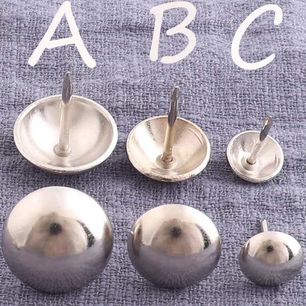 20pcs Silver Round head Upholstery Decorative Nails/tacks,box thumb tacks,Push Pins,Sofa nail,door nails,furniture tacks - 20mm 16mm 10mm