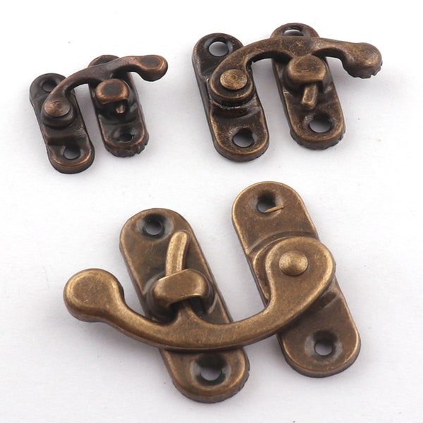 20set 23/29/40mm Bronze Ox Horn Latch, Ox Horn Buckle, Rustic Swing Catch, Swing Oxhorn Latches , Rustic Iron Latch, Wooden Box Hollow Hasp