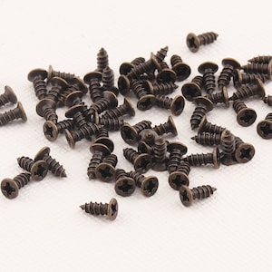 2.5 X 10 Mm Old Bronze Small Screws 100 Psc Miniature Screws