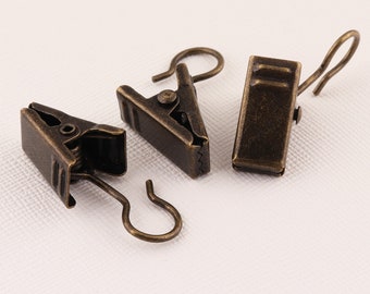 Bronze Curtain clip, Alligator clips, 30pcs Suspender clip, 17mm Metal clip, Clip accessories,  Clips with hooks