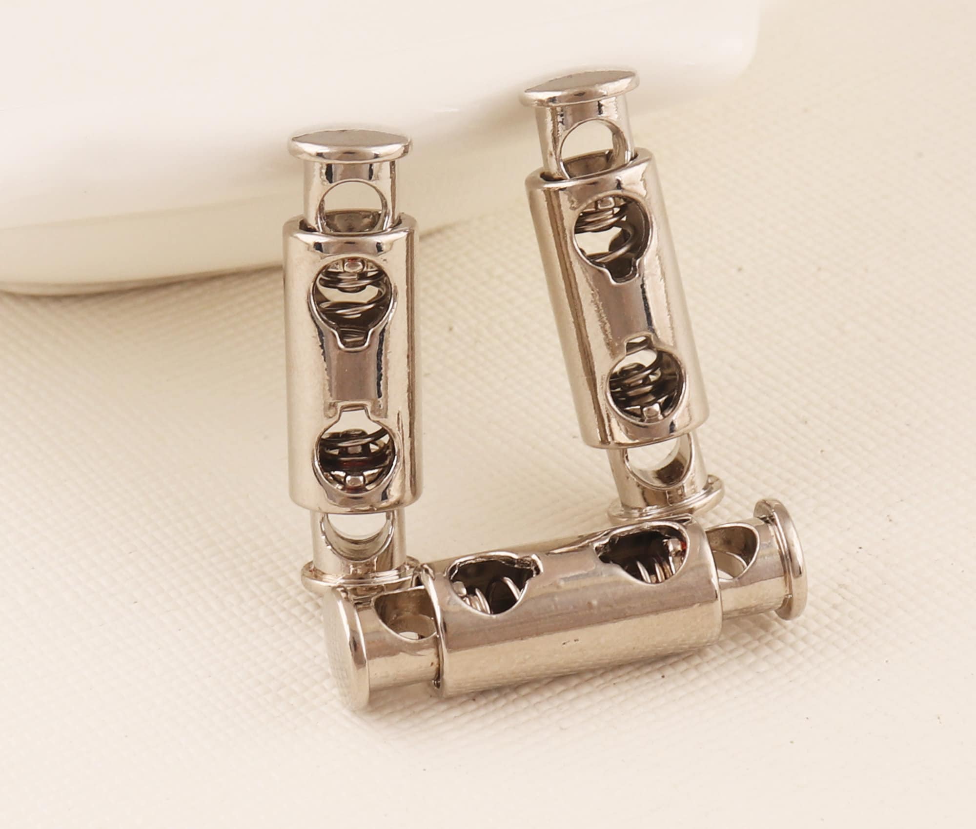 Silver Spring cord lock,Metal cord,Macrame cord,Leather cord clasp,Cord…