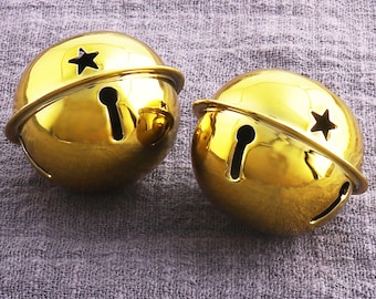 Jingle Bell 10pcs große Gold Jingle Glocke mit Stern cut Outs 40mm Glocken Charme für Katze Kragen Weihnachten Urlaub Zu Hause dekorative Glocke