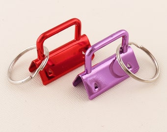 Key Fob Hardware with Key Rings,Red/Purple  Key fob hardware with keychain hardware,Key Fob Hardware With Crimp End
