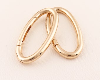 Light Gold Oval ring, 4pcs Purse strap rings, 65mm Metal oval ring, Round ring, Clasp ring, Jump ring, Spring rings