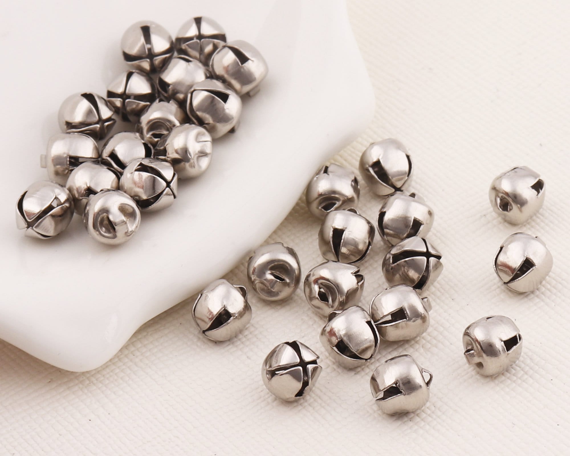 300Pcs Small Bells 6mm Mini Bells,Pendant Bell Set, Iron Material Silver  Mini Pendant for Jewelry Making and Crafting