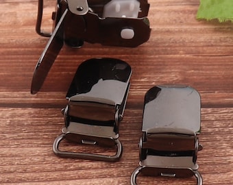 8 Pcs Gunmetal Metal Suspender Clips,15MM Pacifier Clip,Bib Clips,Mitten Clips,Dummy Clips,carabiner clips ,Suspender Hardware