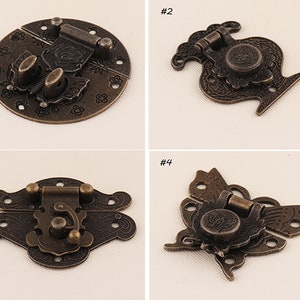 Jewelry Wooden Box Lock Catch Latches,Antique Bronze Vintage style small box hardware lock latch for for Box lock,Metal butterfly latches