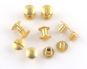 9mmx10mm Brass Rivets and Studs for Handbags/Screwed Studs/ Button Leatherworking Screws Belt Stud--10 Sets/ 50 sets
