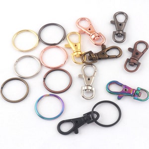 Key Chain Ring Swivel Trigger Lobster Clasp with 25mm Split Ring DIY Craft Outdoor Backpack Bag Parts Snap Hook Supplies For Jewelry Making