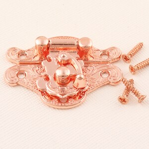 Rose gold Jewelry Box latch, 2set Box catches, 38mm Wooden Box Lock,  Latch Clasp, Antique lock, Clutch lock