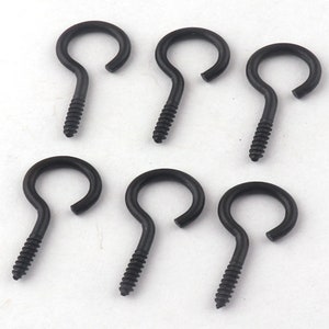 Black Screw Eyelet,50pcs Mini Eye Hooks,1 inch(25mm) length Screw studs hooks,Screw Eye Bails,Eye Loops Screws,Small Screw