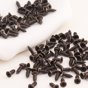 Small phillips head metal screws/Antiuqe bronze Flat Head Slot Wood Screw/6mm Small Screws for Box Hardware--200pcs
