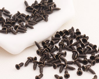 Small phillips head metal screws/Antiuqe bronze Flat Head Slot Wood Screw/6mm Small Screws for Box Hardware--200pcs