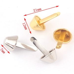 50pcs 12mmx21mm Silver/Gold Handbag Nailheads,Round Purse Feet,Round Dome studs,leather purse feet,bag cone feet