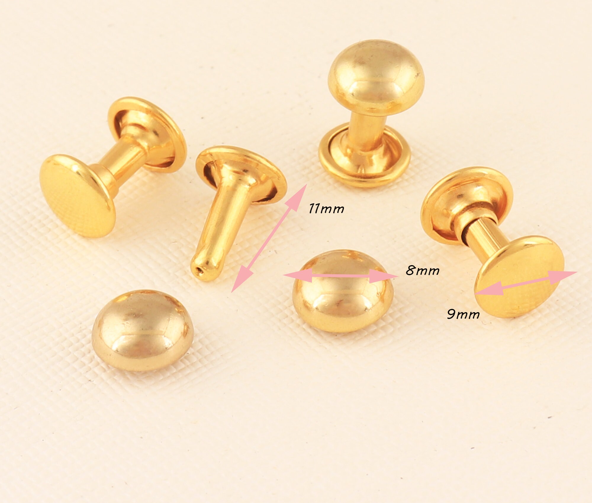 Metal Rivetsgold Rivets and Studsdouble Cap Rivet8mm Etsy