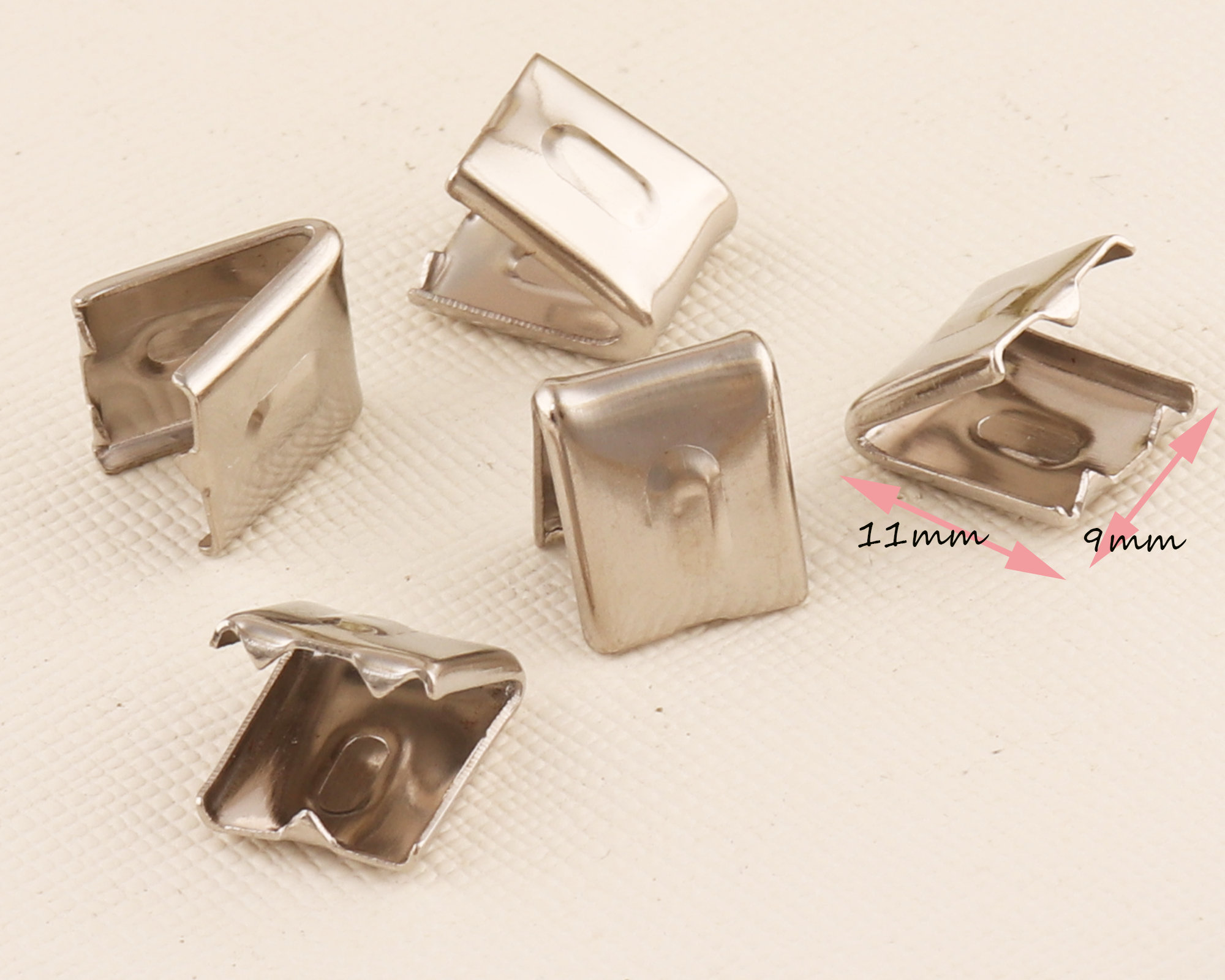 Flat Ribbon Clamp End Crimp,ribbon Crimp Ends With Loop,silver Rope ...