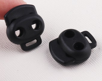 Cord Toggle Lock, Rope Buckle,Transparent Cord Toggle Lock,Double Hole Cord Stopper,Black Cord Lock Stopper--23mmx5mm**50pcs