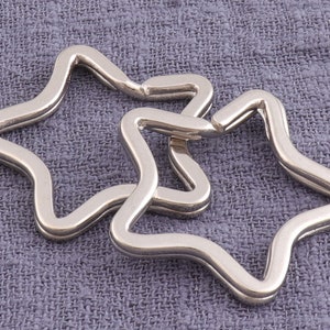 12pcs 35mm Star Key Rings,Silver Flat Key Ring,Plated Split Jump Rings,Flat Split Ring for Keychains