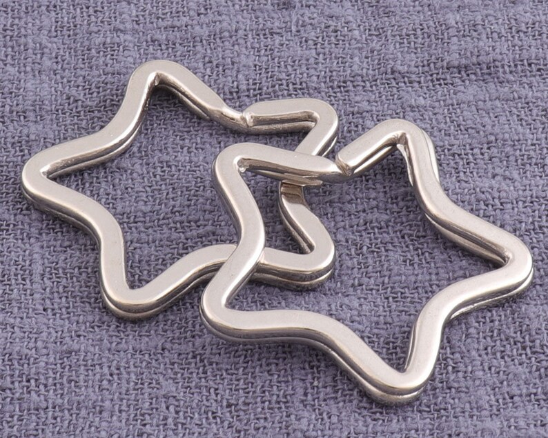12pcs 35mm Star Key Rings Silver Flat Key Ring Plated S 12pcs 35mm Star Key Rings Silver Flat Key Ring Plated S