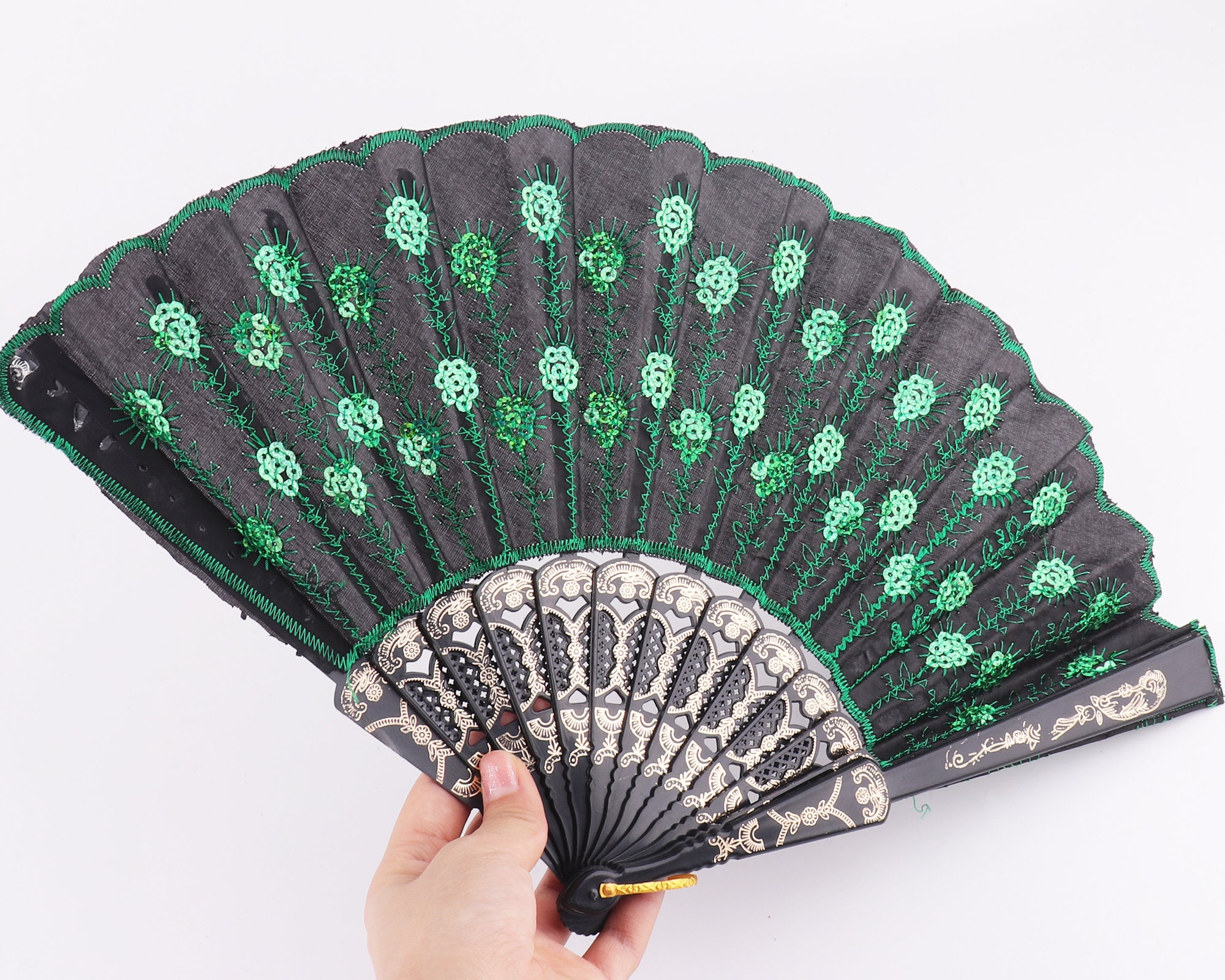 Hand Fan Handheld Folding Fan Folding fanVintage Vintage Etsy
