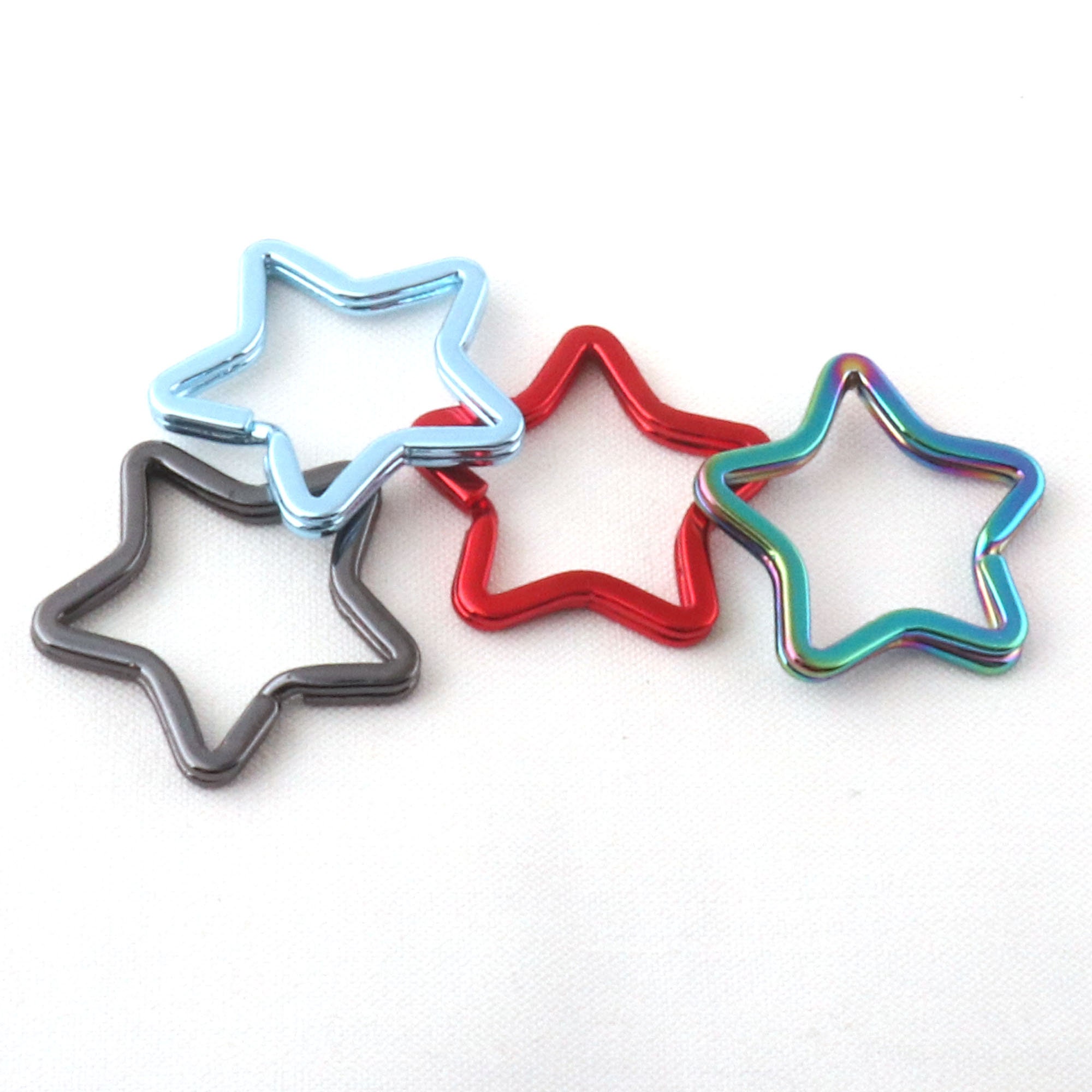 Creative Flat Key Ring Metal Star Split Ring Key Ring Key Holder ...
