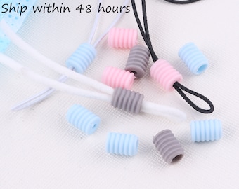 300pcs 4mm Elastic Cord Stopper Toggles, Cord Adjuster,Adjuster Cord Lock  Fastener Face Mask/Clothing,Cord Locks Elastic Band Stoppers
