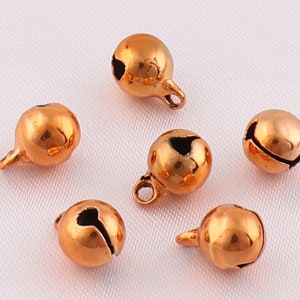 50Pcs Christmas Bells,Orange Metal Jingle Bell,Dancing Bells,craft bells,jewelry bells,Liberty Bells,bell charm - 1/4&quot; (6mm)