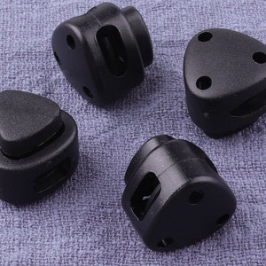 30Pcs Black End alterna con molla in metallo, plastica singolo foro rotondo Toggle, cavo di blocco Stopper, cavo sferico, interruttore di plastica