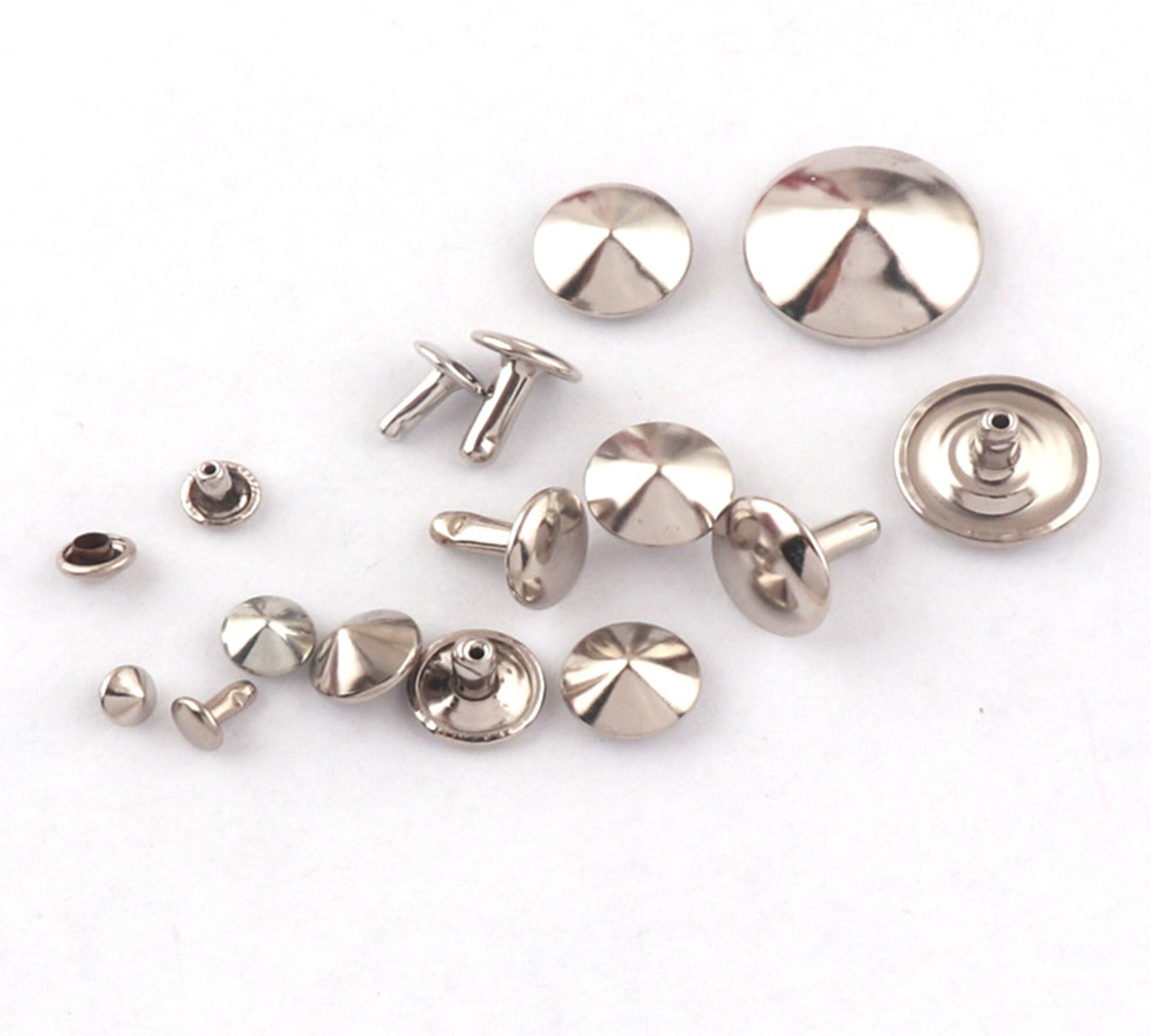 100sets Metal Material Silver Double Cap Rivets Studs for Leathercrafts ...