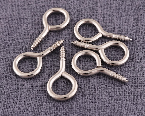 Silver Mini Eye Hooks, 50pcs Screw Eye, 12mm Plated Screw Eye Hook