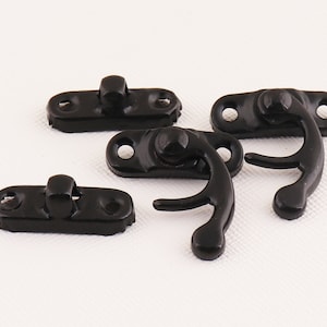 Black Ox Horn Locks, 26mm Swing Oxhorn Latches,12sets Ox Horn Buckle, Wooden Box Hollow Hasp, Metal Latch, Clutch clock