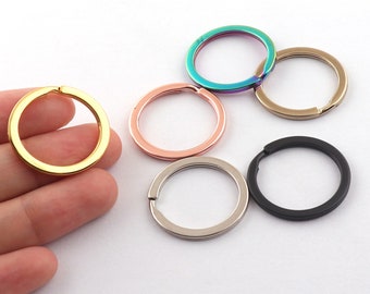 1 inch Flat Split Keyring Silver/Light gold/Gold/Black/Rose gold/Rainbow key ring Key chain split ring Bulk Key Ring Keychain Findings-10pcs