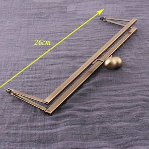 26cm Bronze Rectangle big bead metal purse frame, Metal clutch bag purse frame, Sewing purse frame