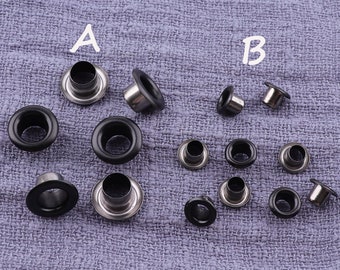 100Pcs  Round Grommet Eyelet,Black Eyelets Grommets With Washers,Small Grommet,9mm×5mm Plated Metal EyeletsFor Bead Cores - 6mm×3mm