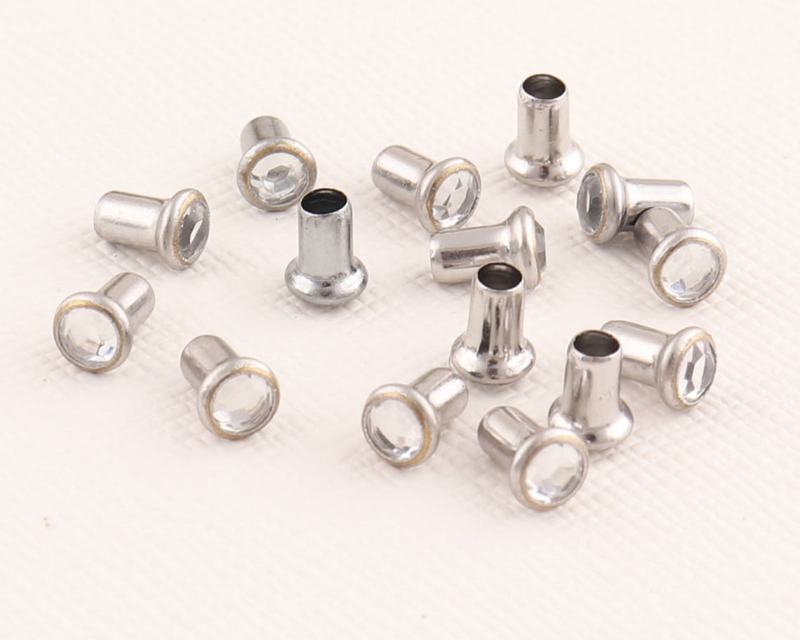 50pcs Silver Metal Rivets 4mm Decorative Rivets Crystal Etsy
