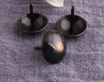 20pcs Black Upholstery Tacks, 19mm Half Black Iron Nail Decor, Vintage Round Head Metal Nail ,Sofa nail,Leather Tacks