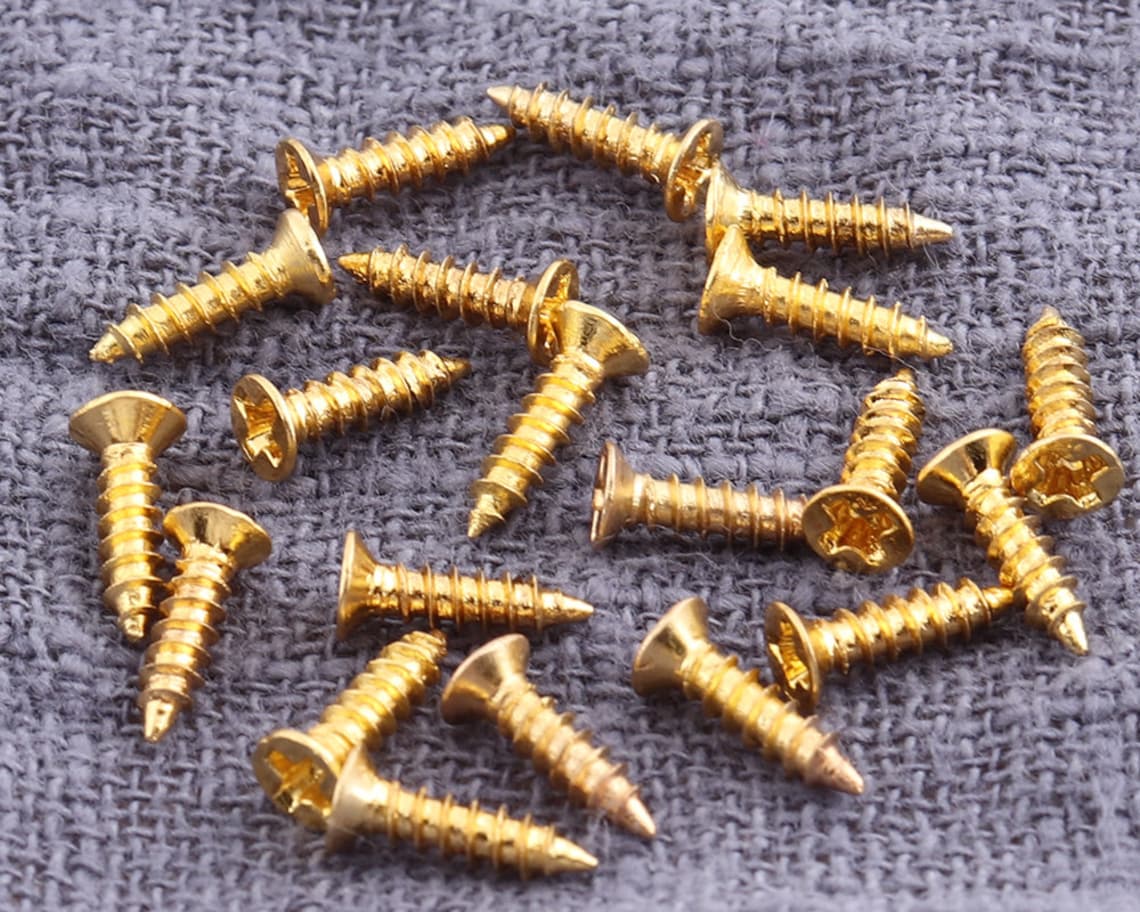 100pcs Bronze / Gold Flat Head Screws for Small Box Etsy UK