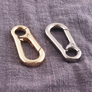 Spring Ring Carabiner Clips 6pcs Spring Clasps Loop Belt Snap Hook Key Chain Clasp Loop Belt Heavy Metal Carabiner Clips Light gold/Silver