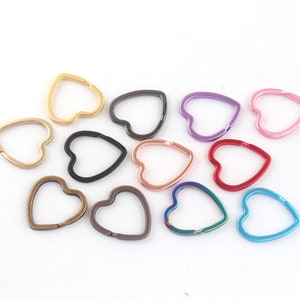 Colorful Heart key ring,heart shaped clip,keychain clip,keychain hook,1&#39;&#39;keyring,DIY Keychain Supplies,Love Heart Ring Connector accessories