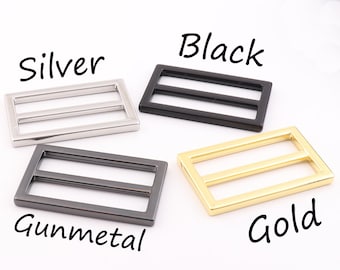 Flat Metal Slide Buckle ，Bag Belt Adjuster Sliders，4pcs Center Bar Slide,Strap adjuster ,Adjustable Slide Buckle - 1-1/2"（38mm）