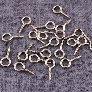 Screw Eye, Screw eye bails,15mm Mini Screw Eye Hook Bail Pins,Craft Supplies Eye screw for beads,Screw Eyelets Eye Pin Ring-100pcs