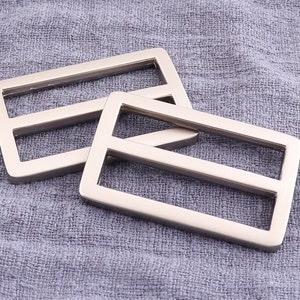 Matt Silver Flat Metal Slide Buckle ，2pcs Bag Belt Adjuster Slider，Center Bar Slide,Strap adjuster ,Adjustable Slide Buckle - 1-1/2&quot;（38mm）
