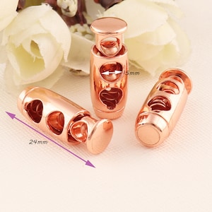 5mm Rose gold Metal Cord Locks with Spring, 24pcs Cord Toggle Lock, Belt Buckle, Rope Buckle,