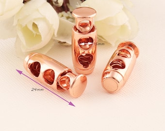 5mm Rose gold Metal Cord Locks with Spring, 24pcs Cord Toggle Lock, Belt Buckle, Rope Buckle,