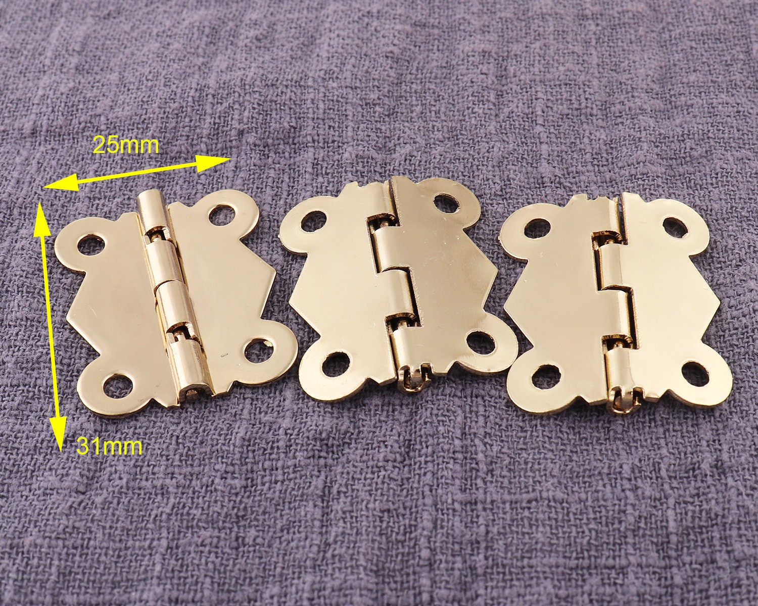 Light Gold Butterfly Hinges, 6pcs Edge Hinge 25mm Box Hinges, Metal ...