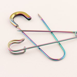 6pcs Rainbow Safety Pins,  Large Safety Pin, Giant Safety Pins , Big Pins Safety Pins,Metal Pins Brooch Safety Pins ,Sewing Safety Pins