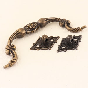 Metal  Pulls,Vintage  Pulls,Jewelry Box Handle ,95mm  Wooden Box Drawer Cabinet Pulls,2pcs Handle hardware