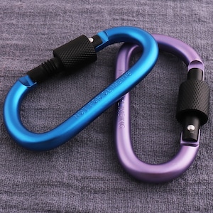 4 pezzi Heavy Duty Leggero piccolo screwgate Bloccante Carabiner Clip, Moschettone personalizzato, 77mmx62mm Forte D Sagomato Alluminio Carabina