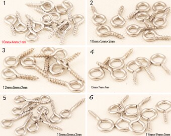 Screw Eye Bails, Silver Screw Eyelets Eye Pin Ring Connector Eyepins, Mini Loops Vis, Eyehook Screws For Pendants And Keepsakes DiY